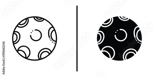 Baby Toy Ball with Circular Patterns Vector Illustration Line Art and Silhouette Icon Set.