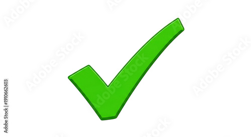 A large green check mark on a white background