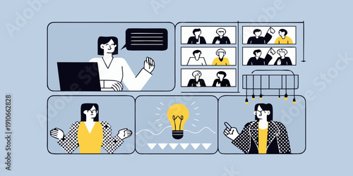 Online meeting showcasing a presentation and collaborative brainstorming session