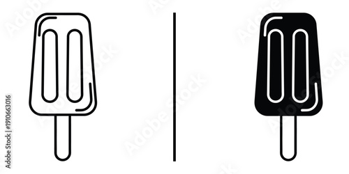 Frozen Popsicle Ice Pop Bar Icon Set Vector Line and Silhouette