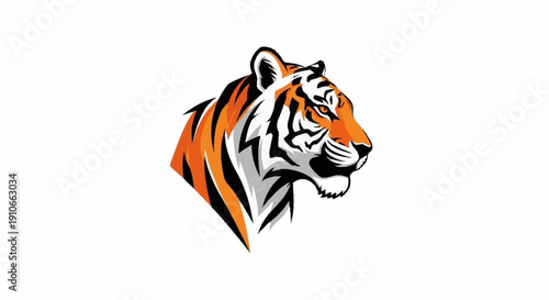 Majestic Tiger Head Profile Illustration Wild Animal Predator Symbol.