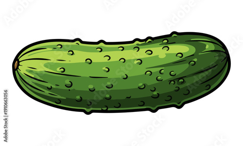 Green Cucumber Vegetable Cartoon Illustration Isolated on White