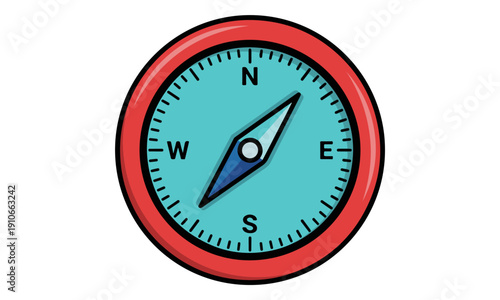 Navigation Compass Illustration Icon on White Background