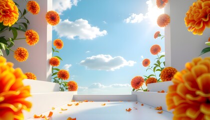 “3D Marigold Glow Frame”