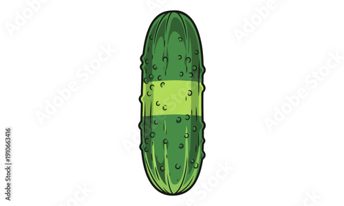 Detailed Cartoon Dill Pickle Vector Isolated on White Background