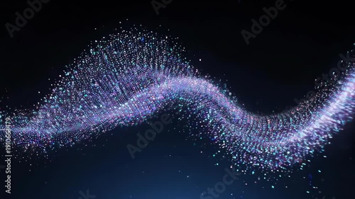 Glowing White Particles Wave Motion Effect.