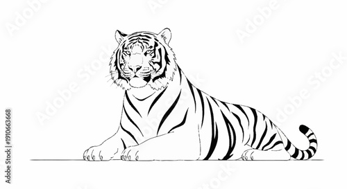 Majestic Tiger Lying Down Illustration.