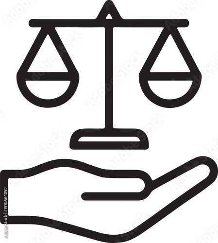 Hand holding scales of justice for business law and legal equality