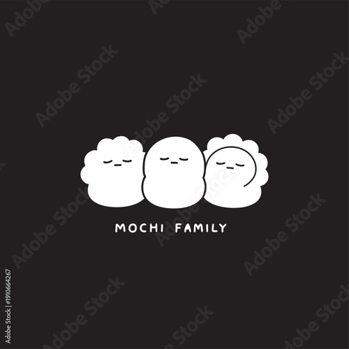 mochi family slogan with cute mochi illustrations