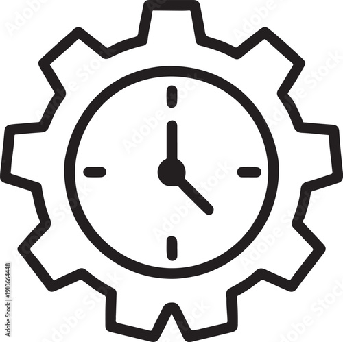 Gear settings with clock for business time management and project scheduling