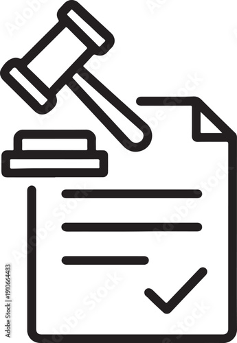 Gavel over document for legal decision and business law court ruling