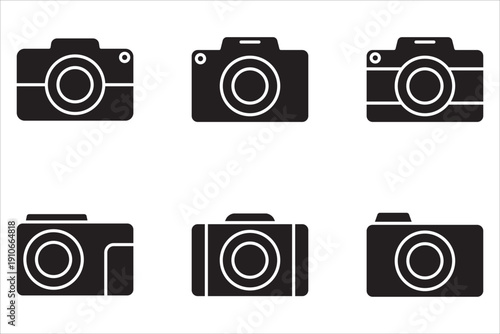 Camera icon set. Photo camera in flat style. Photo camera sign, lens and symbol. Camera icon set Vector illustration.