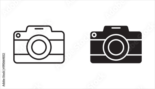 Camera icon set. Photo camera in flat style. Photo camera sign, lens and symbol. Camera icon set Vector illustration.