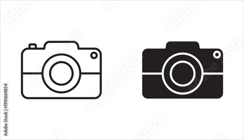 Camera icon set. Photo camera in flat style. Photo camera sign, lens and symbol. Camera icon set Vector illustration.
