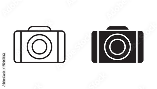 Camera icon set. Photo camera in flat style. Photo camera sign, lens and symbol. Camera icon set Vector illustration.
