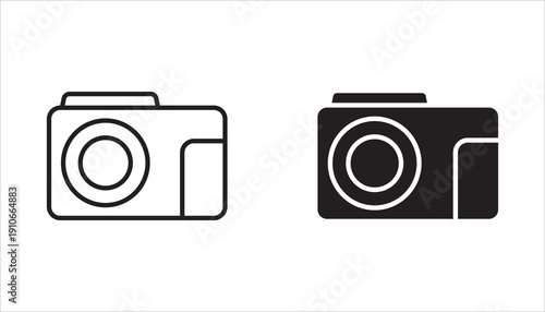Camera icon set. Photo camera in flat style. Photo camera sign, lens and symbol. Camera icon set Vector illustration.