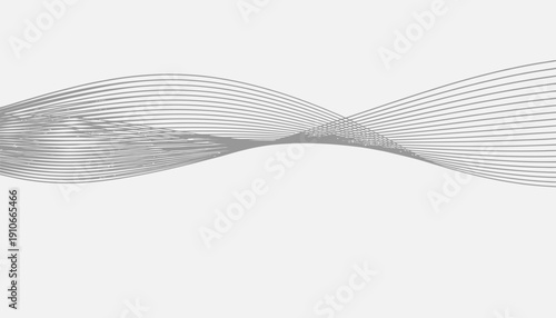 Abstract wavy silver lines on white background.
