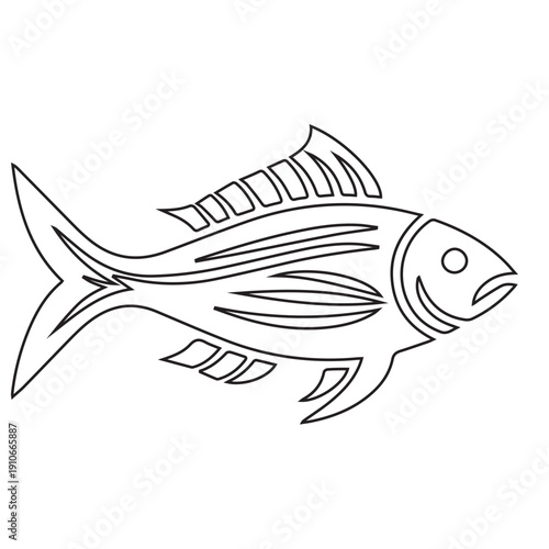 Graphic Fish Outline Drawing