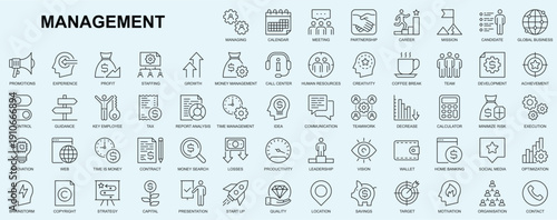 Comprehensive Business Management Symbol Set – Large Collection of Grey Linear Graphics for Strategic Planning, Corporate Operations, and Financial Success