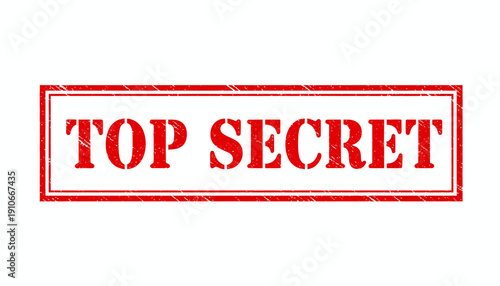 Red Top Secret Stamp on White Background.