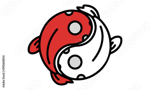 Yin Yang Koi Fish Symbol Illustration on White Background