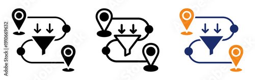 Conversion Path Icon Collection Glyph & Mixed Style 