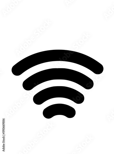 Black and white illustration of a WiFi signal strength indicator, representing wireless internet connectivity and network strength