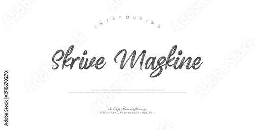 Skrive Maskine, Script Minimal luxury font alphabet logo. Typography beauty fashion elegant minimalist serif italic fonts decorative wedding vintage retro logos. vector illustration
