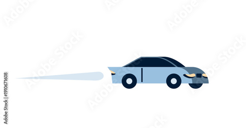 Sedan car on road. Auto transport vector illustration for personal travel, city commute, and private vehicle design. Isolated flat icon of blue sedan