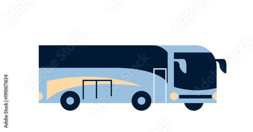 Passenger bus on road. Coach transport vector illustration for public transit, city travel, and tourism design. Isolated flat icon of shuttle vehicle