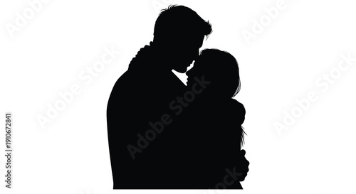 A tender moment captured in a dark outline depicts a couple embracing closely a romantic silhouette high quality professional detailed modern