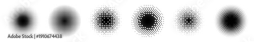 different halftone circle shape collection. round halftone design element 