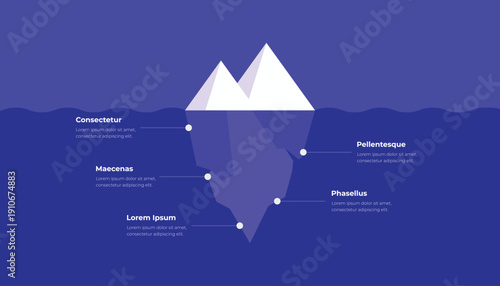 Iceberg Infographic Template With Five Levels Under The Water
