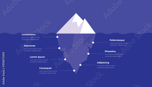 Iceberg Infographic Template With Seven Levels Under The Water