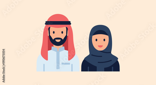 Middle Eastern Couple Illustration.
