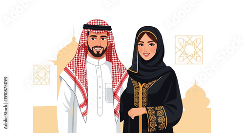 Middle Eastern Couple in Traditional Attire.