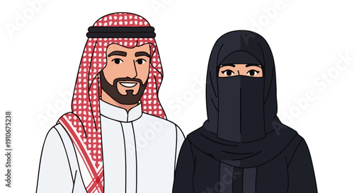 Middle Eastern Couple Traditional Clothing.