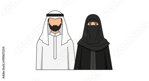 Middle Eastern Couple Traditional Clothing.