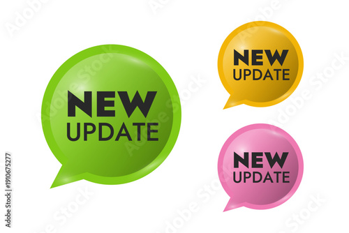 Set of vector banners of new update in different colors without background