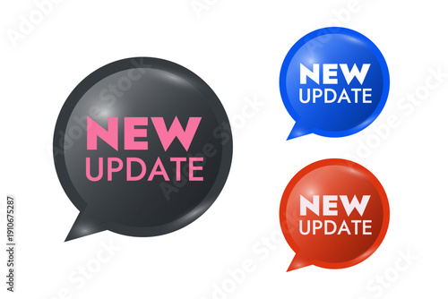 Set of vector banners of new update in black and different colors without background