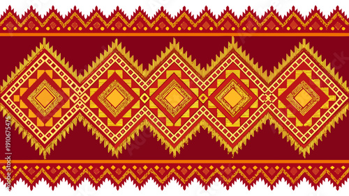 Traditional Ethnic Geometric Pattern, Thai or Southeast Asian Style Textile.