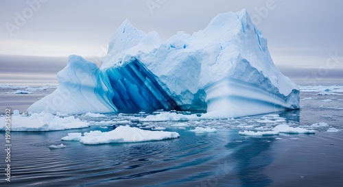 Majestic iceberg in cold arctic water, blue ice, frozen ocean