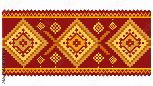 Traditional Ethnic Geometric Pattern, Thai or Southeast Asian Style Textile.