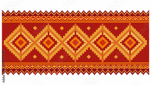 Traditional Ethnic Geometric Pattern, Thai or Southeast Asian Style Textile.