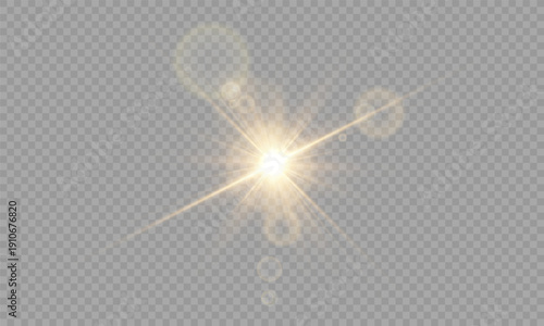 Vector transparent  lens flare with sunlight light effect. Transparent PNG illustration.