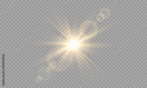 Vector transparent  lens flare with sunlight light effect. Transparent PNG illustration.