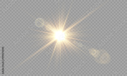 Vector transparent  lens flare with sunlight light effect. Transparent PNG illustration.