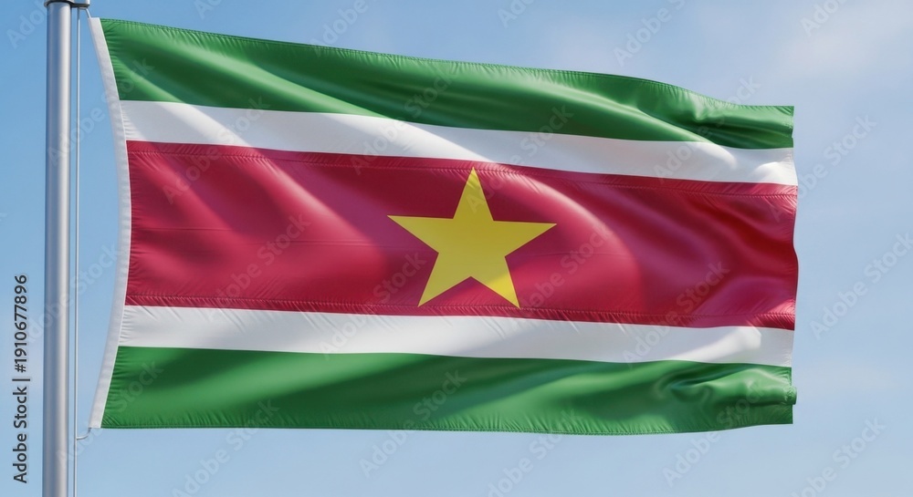 Obraz premium Suriname Flag with Golden Star