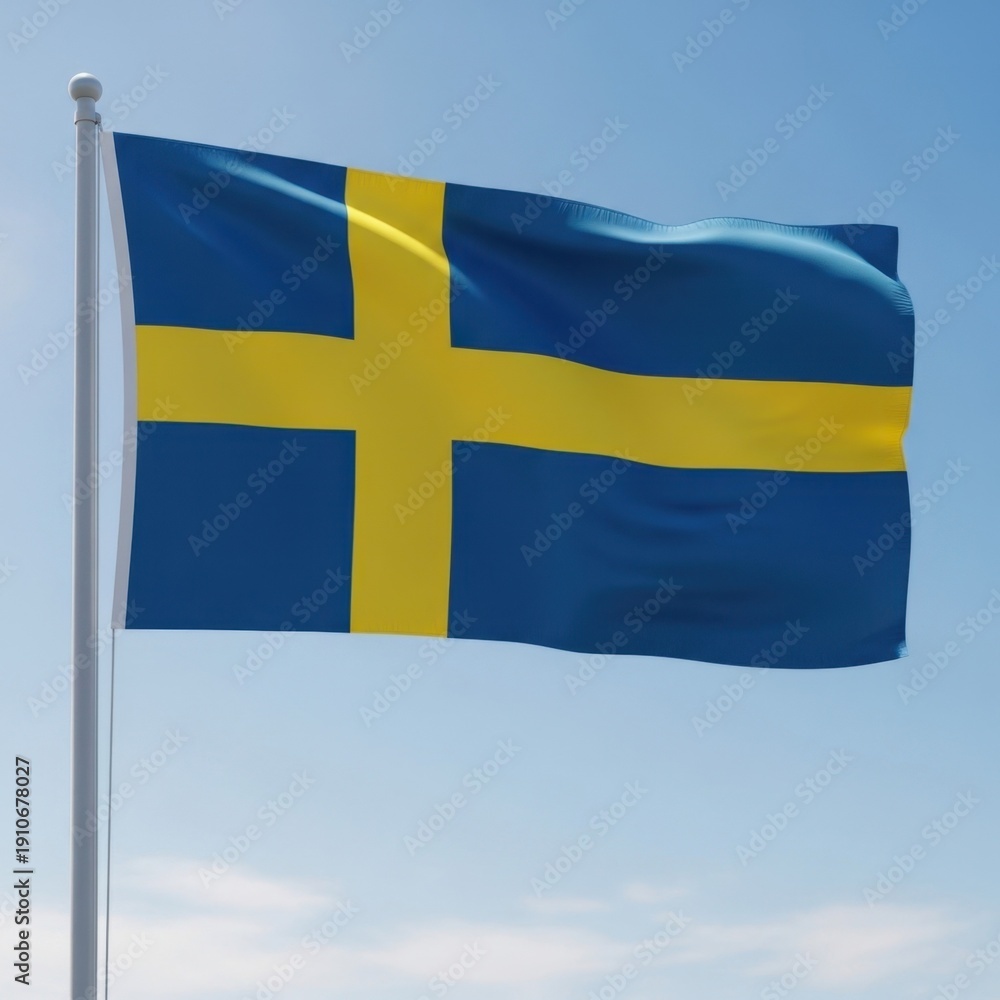 Obraz premium Swedish Flag in Bright Sunlight