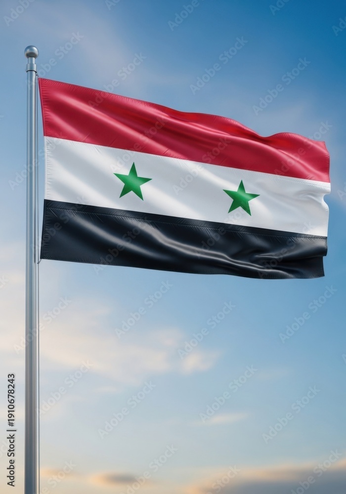 Naklejka premium Syrian Flag Waving Outdoors